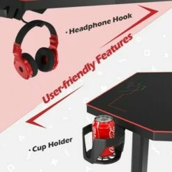 Costway 55'' Gaming Desk T-shaped Computer Desk w/ Full Mouse Pad & LED Lights -Outlet Desks Store unnamed file 6319