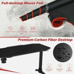 Costway 55'' Gaming Desk T-shaped Computer Desk w/ Full Mouse Pad & LED Lights -Outlet Desks Store unnamed file 6321