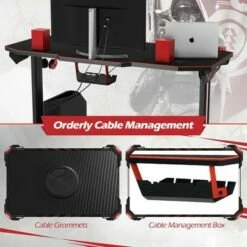 Costway 55'' Gaming Desk T-shaped Computer Desk w/ Full Mouse Pad & LED Lights -Outlet Desks Store unnamed file 6323