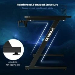 Costway 47'' Gaming Desk Z-Shaped Computer Office Table w/ Gaming Handle Rack Black -Outlet Desks Store unnamed file 6344