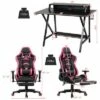 Costway Gaming Desk&Massage Gaming Chair Set w/ Footrest Monitor Shelf Power Strip Pink 2 Costway Gaming Desk&Massage Gaming Chair Set w/ Footrest Monitor Shelf Power Strip Pink -Outlet Desks Store unnamed file 6364