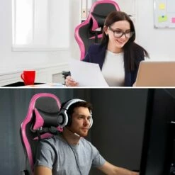 Costway Gaming Desk&Massage Gaming Chair Set w/ Footrest Monitor Shelf Power Strip Pink 13 Costway Gaming Desk&Massage Gaming Chair Set w/ Footrest Monitor Shelf Power Strip Pink -Outlet Desks Store unnamed file 6366