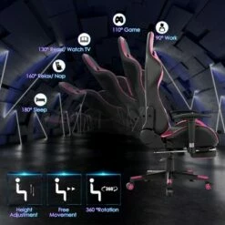 Costway Gaming Desk&Massage Gaming Chair Set w/ Footrest Monitor Shelf Power Strip Pink 16 Costway Gaming Desk&Massage Gaming Chair Set w/ Footrest Monitor Shelf Power Strip Pink -Outlet Desks Store unnamed file 6369