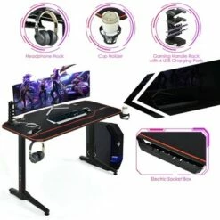 Costway 55'' Gaming Desk T-Shaped Computer Desk w/Full Desk Mouse Pad&Gaming Handle Rack Cup Holder&Headphone Hook 18 Costway 55'' Gaming Desk T-Shaped Computer Desk w/Full Desk Mouse Pad&Gaming Handle Rack Cup Holder&Headphone Hook -Outlet Desks Store unnamed file 6422