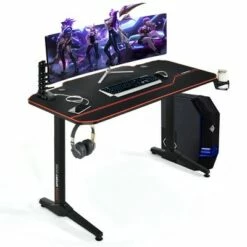 Costway 55'' Gaming Desk T-Shaped Computer Desk w/Full Desk Mouse Pad&Gaming Handle Rack Cup Holder&Headphone Hook 19 Costway 55'' Gaming Desk T-Shaped Computer Desk w/Full Desk Mouse Pad&Gaming Handle Rack Cup Holder&Headphone Hook -Outlet Desks Store unnamed file 6423