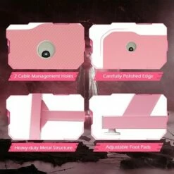 Costway 47'' Gaming Desk Z-Shaped Computer Table w/ Cup Holder Headphone Hook Pink -Outlet Desks Store unnamed file 6441