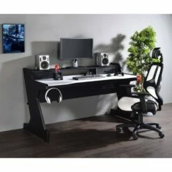 Bigga Gaming Desk Black/White - Acme Furniture
