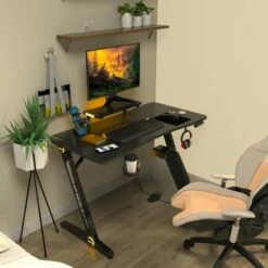 Costway Gaming Desk PC Computer Table w/RGB Lights Monitor Shelf&Storage for Controller -Outlet Desks Store unnamed file 6468