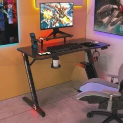 Costway Gaming Desk PC Computer Table w/RGB Lights Monitor Shelf&Storage for Controller -Outlet Desks Store unnamed file 6469