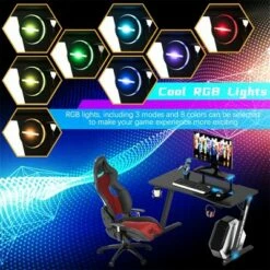 Costway Gaming Desk PC Computer Table w/RGB Lights Monitor Shelf&Storage for Controller -Outlet Desks Store unnamed file 6470
