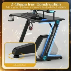 Costway Gaming Desk PC Computer Table w/RGB Lights Monitor Shelf&Storage for Controller -Outlet Desks Store unnamed file 6471