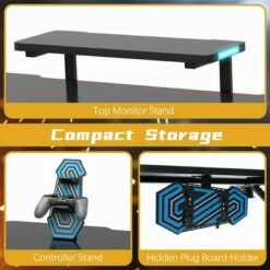 Costway Gaming Desk PC Computer Table w/RGB Lights Monitor Shelf&Storage for Controller -Outlet Desks Store unnamed file 6474