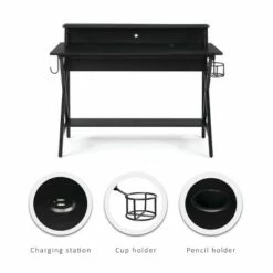 Jasper LED Gaming Desk - Linon Black