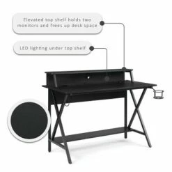 Jasper LED Gaming Desk - Linon Black -Outlet Desks Store unnamed file 6489