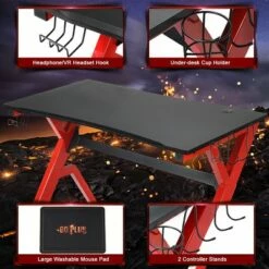 Costway Gaming Desk Computer Desk w/Controller Headphone storage Mouse Pad & Cup Holder -Outlet Desks Store unnamed file 6515
