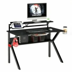PVC Coated Ergonomic Metal Frame Gaming Desk with K Shape Legs Black - The Urban Port -Outlet Desks Store unnamed file 6524
