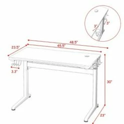 Costway Gaming Computer Desk Carbon Fiber Surface w/Mousepad Cup Holder Headphone Hook