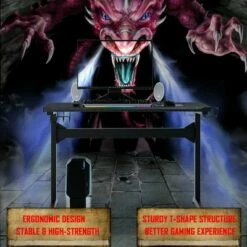 Costway Gaming Computer Desk Carbon Fiber Surface w/Mousepad Cup Holder Headphone Hook -Outlet Desks Store unnamed file 6538