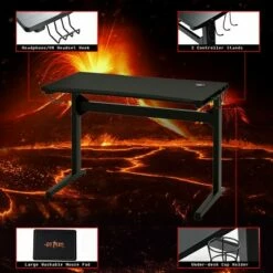 Costway Gaming Computer Desk Carbon Fiber Surface w/Mousepad Cup Holder Headphone Hook -Outlet Desks Store unnamed file 6539