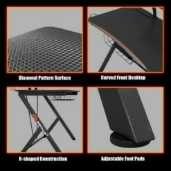 Costway Gaming Desk Computer Desk PC Table Workstation with Headphone Hook & Cup Holder -Outlet Desks Store unnamed file 6550