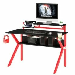 PVC Coated Ergonomic Metal Frame Gaming Desk Black/Red - The Urban Port -Outlet Desks Store unnamed file 6556