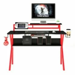 PVC Coated Ergonomic Metal Frame Gaming Desk Black/Red - The Urban Port -Outlet Desks Store unnamed file 6557