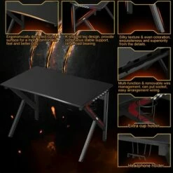 Costway Gaming Desk Gamers Computer Table E-Sports K-Shaped W/ Cup Holder Hook Home New -Outlet Desks Store unnamed file 6598