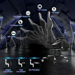 Costway Gaming Desk&Massage Gaming Chair Set w/ Footrest Monitor Shelf Power Strip White -Outlet Desks Store unnamed file 6604