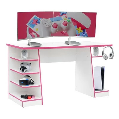 Gaming Desk with Storage White - Techni Sport 4 Gaming Desk with Storage White - Techni Sport - Image 2