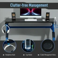HomCom 47" Racing-Style Gaming Computer Desk with RGB LED Lights, Cup Holder and Cable Management -Outlet Desks Store unnamed file 6724