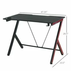 HomCom Carbon Fiber Surface Gaming Computer Desk Workstation with Cup Holder, Headphone Hook and Cable Management -Outlet Desks Store unnamed file 6743