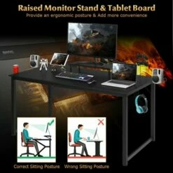 Costway 63'' Gaming Desk w/ Monitor Shelf Tablet Board&Storage for Controller Speaker -Outlet Desks Store unnamed file 6760