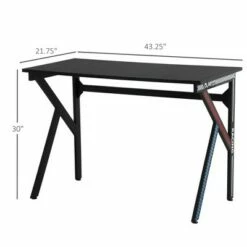 HOMCOM 43" Racing Style Gaming Desk with Multi-Colored K Steel Frame Design and Headset Side Hook Black/Multi -Outlet Desks Store unnamed file 6768