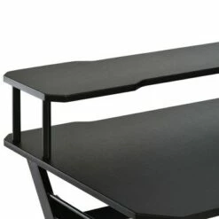 HOMCOM 55 inch Gaming Desk Racing Style Computer Office PC Gamer Workstation with Elevated Monitor Stand Headphone Hook Black -Outlet Desks Store unnamed file 6786