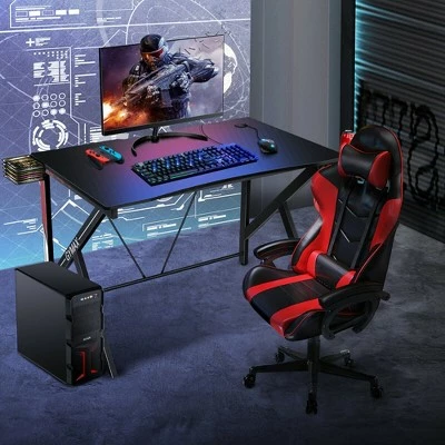 Costway K-Shaped Computer Gaming Desk 45"Racing Desk w/Cup Headphone Holder & Game Storage 4 Costway K-Shaped Computer Gaming Desk 45"Racing Desk w/Cup Headphone Holder & Game Storage - Image 2