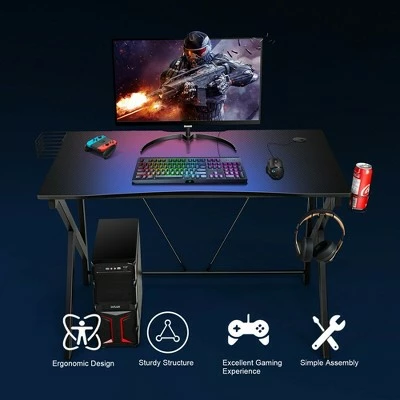 Costway K-Shaped Computer Gaming Desk 45"Racing Desk w/Cup Headphone Holder & Game Storage 10 Costway K-Shaped Computer Gaming Desk 45"Racing Desk w/Cup Headphone Holder & Game Storage - Image 8