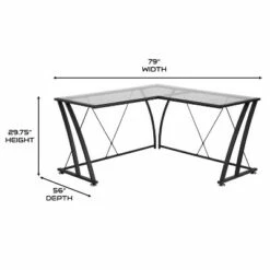 BlackArc Gaming Desk with Clear Glass Top and Black Powder Coated Metal Frame - L-Shaped 79" Diagonal Width - 8mm Tempered Glass -Outlet Desks Store unnamed file 6861