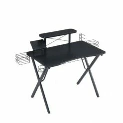 Ergonomic Metal Computer Gaming Desk with X Shape Legs and Elevated Shelf Black - The Urban Port 10 Ergonomic Metal Computer Gaming Desk with X Shape Legs and Elevated Shelf Black - The Urban Port -Outlet Desks Store unnamed file 6884