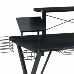 Ergonomic Metal Computer Gaming Desk with X Shape Legs and Elevated Shelf Black - The Urban Port 11 Ergonomic Metal Computer Gaming Desk with X Shape Legs and Elevated Shelf Black - The Urban Port -Outlet Desks Store unnamed file 6885