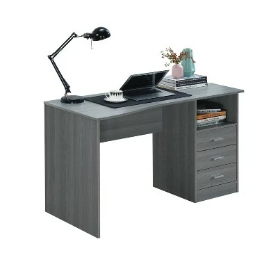 Classic Computer Desk with Multiple Drawers Gray - Techni Mobili 5 Classic Computer Desk with Multiple Drawers Gray - Techni Mobili - Image 3