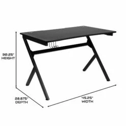 BlackArc Gaming Desk with Carbon Fiber Desktop, Steel Frame and Detachable Cupholder/Headphone Hook, Two Cable Management Holes -Outlet Desks Store unnamed file 6901