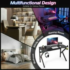 Costway 48'' K-shaped Gaming Desk Computer Table with Cup Holder & Headphone Hook -Outlet Desks Store unnamed file 6910