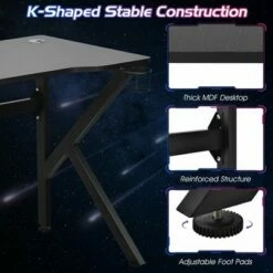 Costway 48'' K-shaped Gaming Desk Computer Table with Cup Holder & Headphone Hook -Outlet Desks Store unnamed file 6912