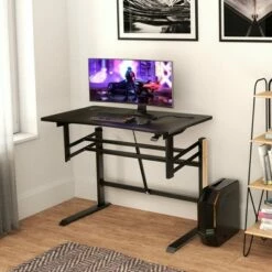 Costway Pneumatic Height Adjustable Gaming Desk T Shaped Game Station w/Power Strip Tray 13 Costway Pneumatic Height Adjustable Gaming Desk T Shaped Game Station w/Power Strip Tray -Outlet Desks Store unnamed file 6917