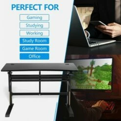 Costway Pneumatic Height Adjustable Gaming Desk T Shaped Game Station w/Power Strip Tray 15 Costway Pneumatic Height Adjustable Gaming Desk T Shaped Game Station w/Power Strip Tray -Outlet Desks Store unnamed file 6919
