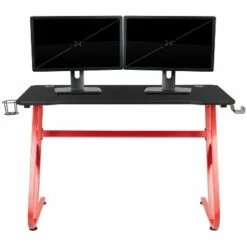 BlackArc Gaming Desk - Laminate Top - "S" Shaped Steel Frame - Detachable Cupholder/Headphone Hook-2 Cable Management Holes -Outlet Desks Store unnamed file 6927