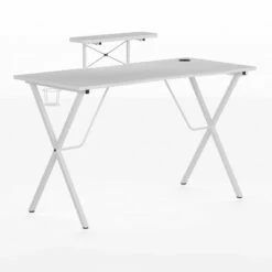Gaming Desk with Cup Holder Headphone Hook and Monitor Smartphone Stand - Riverstone Furniture White -Outlet Desks Store unnamed file 6960