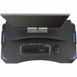 Stand Up Desk Store Two-Tier Gaming Desk with Cup Holder, Headphone Hook, Cable Management, and Monitor Stand