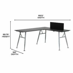 BlackArc Black Gaming Desk with L-Shaped 89.5" Diagonal Width - Black Laminate Top and Powder Coated Silver Metal Frame 12 BlackArc Black Gaming Desk with L-Shaped 89.5" Diagonal Width - Black Laminate Top and Powder Coated Silver Metal Frame -Outlet Desks Store unnamed file 6973