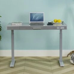 47" Adjustable Desk Gray - Home Essentials